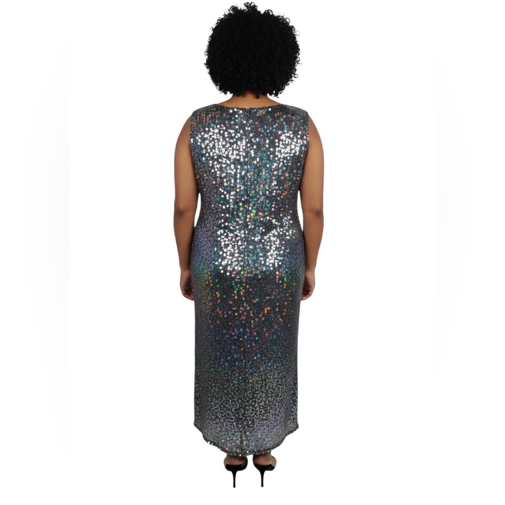 Elegant Multicolor Sequin Maxi Dress - Picture 3 of 5